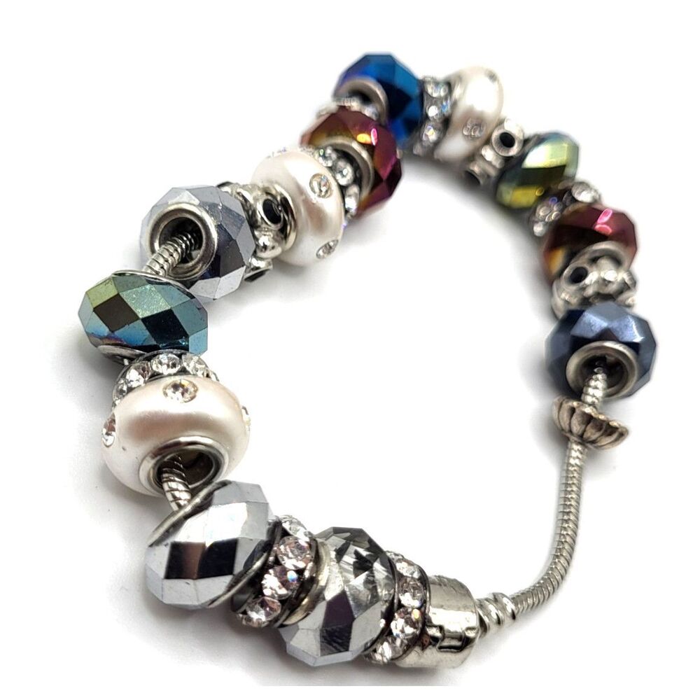 Artisan Made Chunky Faceted Crystal Magnetic Clasp Bracelet 8in